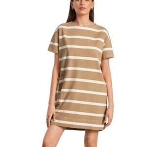 Everlane tan striped t-shirt dress
